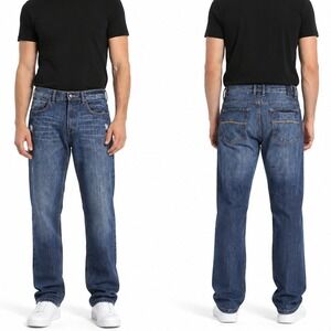 Evolution In Design Jeans Men 36x34 Blue Straight Distressed Premium Denim